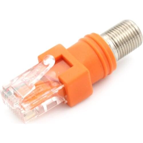 Female Coaxial Barrel Coupler Adapter RJ45 to RF RJ45 Male to F Connector