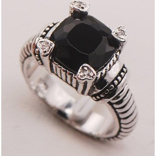 Black Onyx Women 925 Sterling Silver Ring F724 Size 6 7 8 9 10