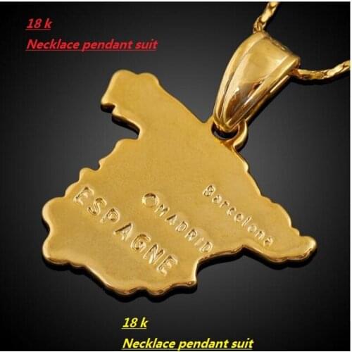 Gold stainless steel necklace pendant popular in Spain map pendant necklace pendant b