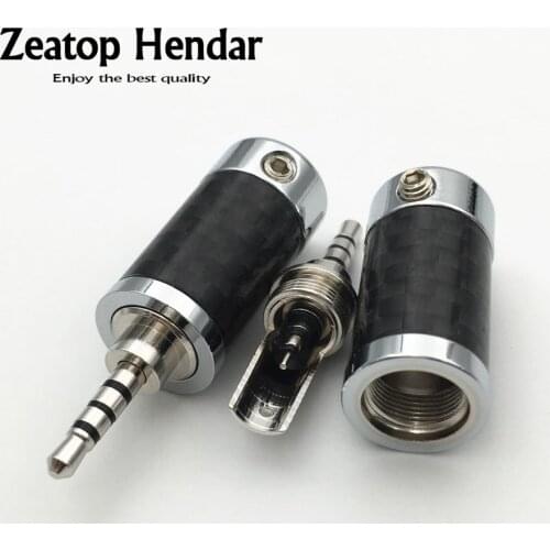 10Pcs HiFi Gold / Rhodium Plated 2.5mm 4 Pole Male Stereo Jack 2.5 mm Carbon Fiber Repair Headphone Audio Plug Solder Connector