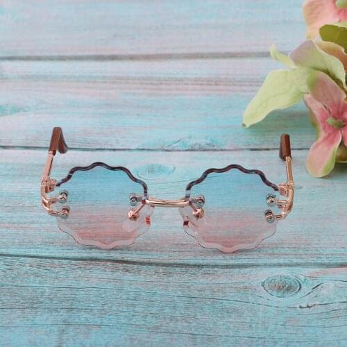 12inch Fashion Doll Clothing Accessory Metal Frame Glasses Wave Lens Sunglasses For Monster High Doll Dress-up Blue Pink Lens