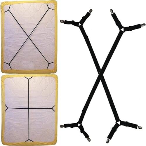 2pcs Bed Fitted Fasteners Clips Suspenders Straps Sheet Crisscross Adjustable Suspenders Gripper Holder Fastener Clips Kit