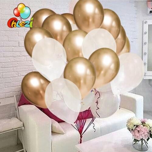 20pcs 12 inch Metallic Chrome Latex Balloons Transparent Balloon Happy Birthday Baby Shower Wedding Party Decorations supplies