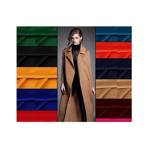 2019 Europe High-end Brand Coat Wool Silk Fabric Merino Cashmere Wool Silk Fabrics Smooth Glossy Anti static gold Fabrics