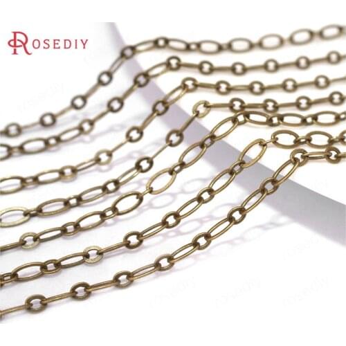 24024)5 meters Chain width:2MM Antique Bronze Copper 5*2MM flat O-chain Diy Jewelry Findings Accessories Wholesale