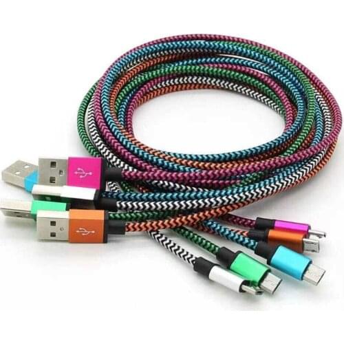 2FT/6FT/10FT Type C Cable Fabric Micro usb Date Sync Charger Cable 5pin for Samsung S7 8pin For Iphone X Xr 100pcs