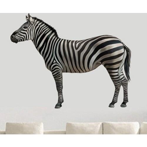 High Quality Zebra 3D Wall Stickers Animals PVC Wall Decals/Adhesive Wall Art Decal Decoration for Kids Rooms Children Bedroom