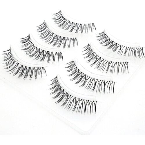 4 Pairs of Sharpened False Eyelashes Naturally Cross Thick Eyelashes Daily Makeup Transparent Stem