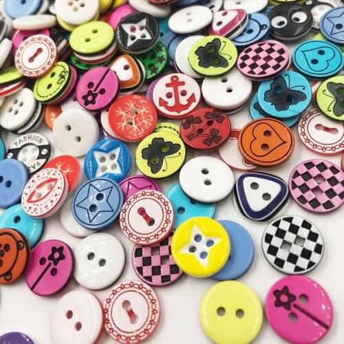 50pcs 12MM Lots Mix Colorful Cartoon Resin Buttons DIY Scrapbooking Accessories Kids Apparel Sewing Notions PT171