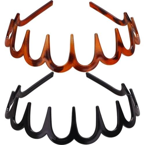 8 Black Plastic Wave Hair Band Comb Headband 32mm with Deep Teeth Hair Accessory