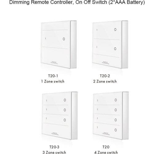 86 Wall Mounted Touch Panel DC 3V 2.4G RF Dimming Wireless Remote Control 1-4 Zone for Single Color Strip Push Dim On Off Switch