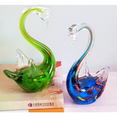 2 PCS/SET ABSTRACT CRYSTAL SWAN STATUE ANIMAL ART SCULPTURE GLASS CRAFTS HOME DECORATION MORDEN CHINA FIGURINE DECOR R4892