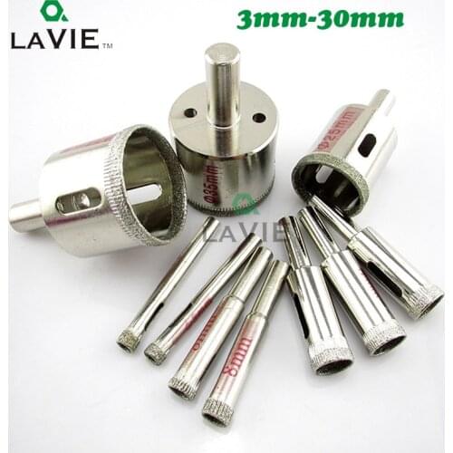 LA VIE 2pcs Glass Hole Saw 3mm-30mm Diamond Drill Bit Hole Saws Tile Ceramic Marble Granite M25 Power Tool Accessories DB02048