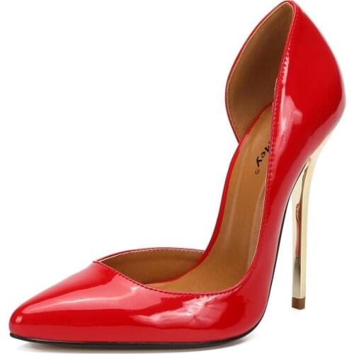 Spring/Autumn Pointed Toe Pumps 14cm thin heel shoes women Exegang Sexy zapatos mujer Ladies Wedding Stiletto shoes size:9-17 18