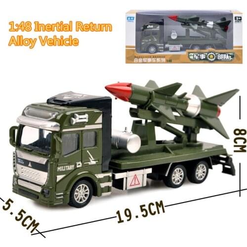 Childrens 1:48 Alloy ABS Military Model Simulation Vehicle Battle Rocket Transport Missile Diecasting Birthday Gift Toy Set
