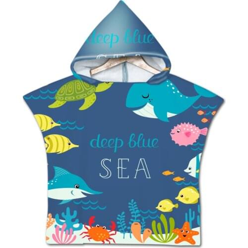 Microfiber Kids Changing Robe Poncho With Hood Pattern Catroon Animal Qick Dry Hooded Towels For Swim Beach Surf Sport Towels