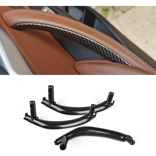 For BMW X5 X6 F15 F16 2014 2015 2016 2017 Carbon Texture 3PCS Car Interior Door Handle Pull Replacement Cover