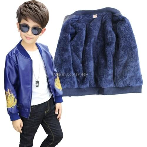 Jackets For Boys 2018 Fall Fashion Brand Pu Leather Thick Warm Jacket Children Winter Girls Outerwear Coats Infant Kids Coat