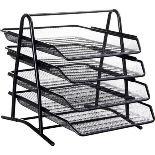 Metal Mesh Document Rack File Letter Book Tray Shelf Carrier Storage Holder Home Office Desk Organizer