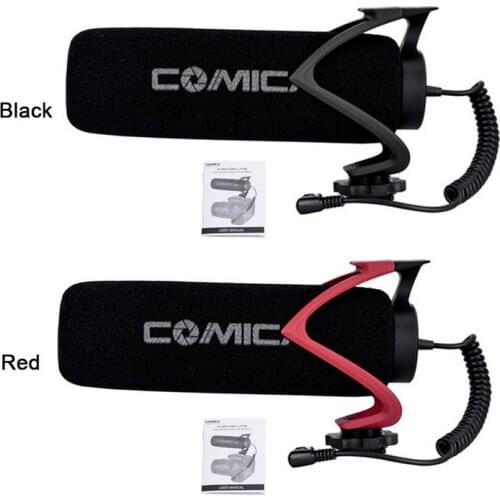 Comica Cvm-V30 Lite Microphone with Super-Cardioid Polar Pattern Cold-Shoe Design Condenser Mic for Smartphone Camera Black