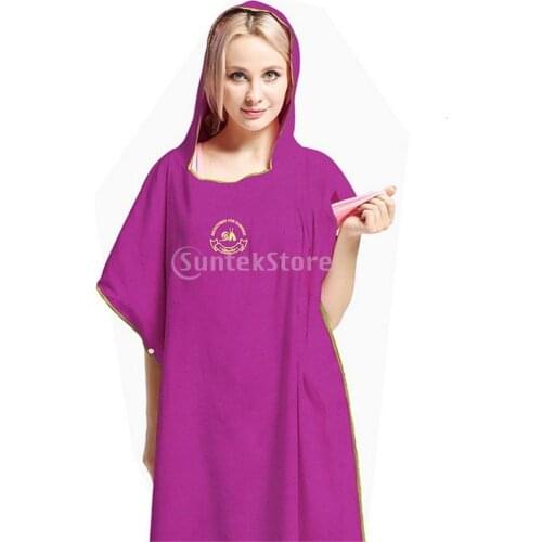 Unisex Men Women Boys Girls Soft Microfiber Surf Beach Swim Hooded Poncho Wetsuit Changing Robe Towel - Compact & Lightweight