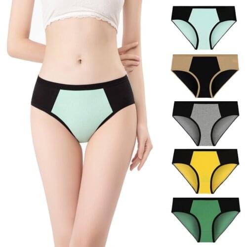 Large Size Womens Cotton Underwear Mid-Waist Slimming Hip-Lifting Panties Female Stitching Comfortable And Breathable Lingerie