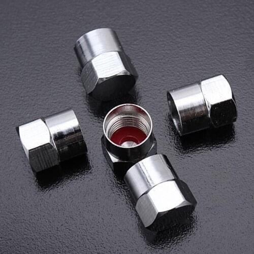 Auto New 5*Tyre Tire Dust Caps Wheel Air Valve Stem Screw Cover Stainless steel Hexagon Car tire valve caps CA