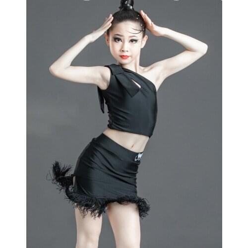 New Girls Latin Dance Dress Children Dance Leotard Skirt Sets Performance Competition Standard Kids Latin Dance Costumes SL3209