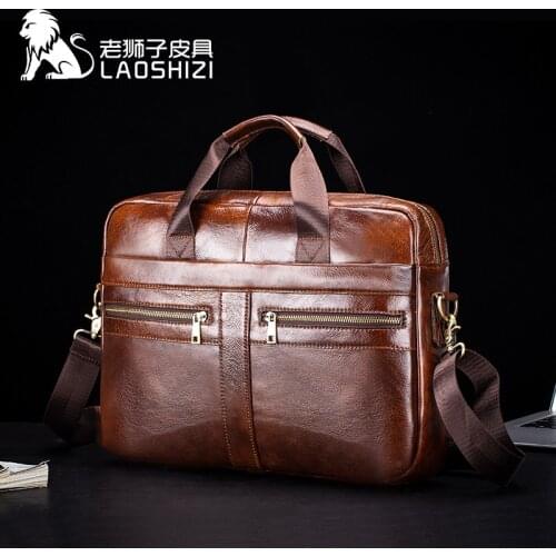 New mens genuine leather briefcase man bags men briefcase male leather laptop bag mens briefcase messenger office bags for men