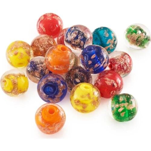 Pandahall 20pcs Mixed Color Handmade Lampwork Round Square Beads Heart Mixed Shape for Jewelry Making DIY 6 8 10 12mm