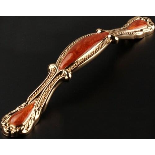 Platinum Handle New Luxury Amber Porcelain European Style Furniture Drawer Wardrobe Door (C.C.:128mm,Length:167mm)