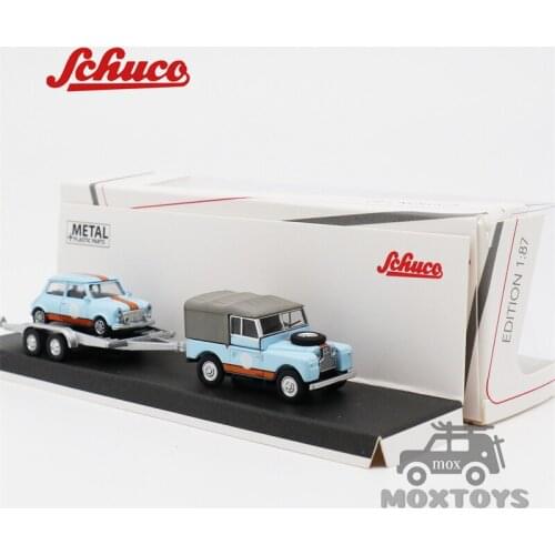Schuco 1:87 Land Rover 88 mit Hanger/ Mini British Racing Gulf Diecast Model Car