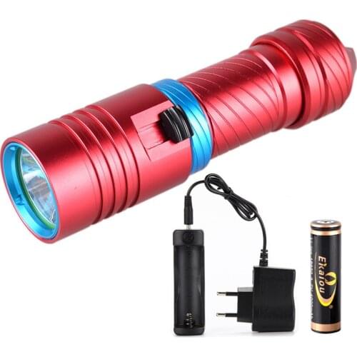 Portable 2000LM XM-L2 LED Diving Flashlights Waterproof Torch +18650 4000mah battery +charger