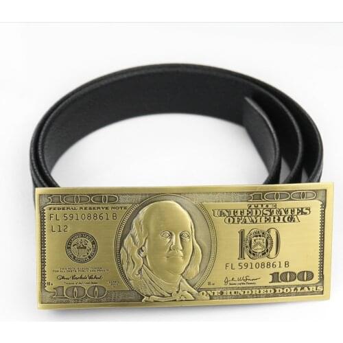 American Hundred Dollar Belt Buckle United States Currency $100 Pater Patriae Ben Franklin Souvenir Western man Jeans Accessory