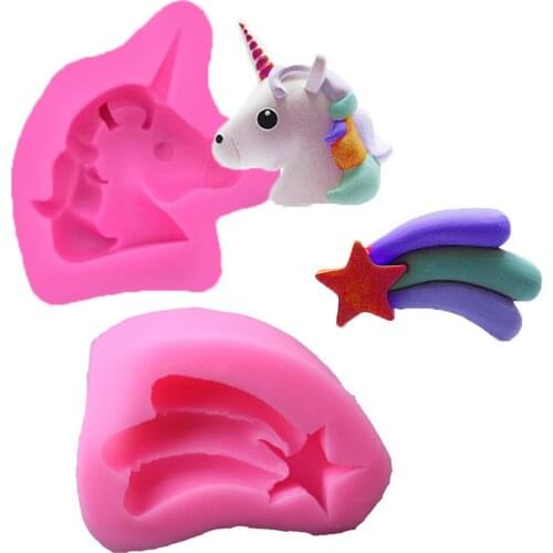 Rainbow Silicone Mold Balloon Cupcake Fondant Molds Unicorn Baby Birthday Cake Decorating Tools Candy Chocolate Gumpaste Moulds