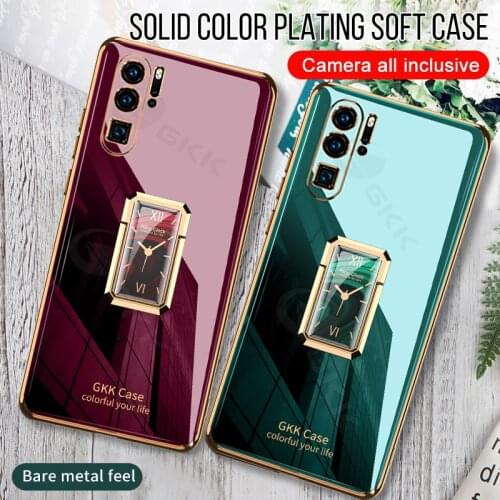 GKK Luxury Plating Soft Case For Huawei P30 Pro Case With Ring Stand Shockproof Camera Protection Cover For Huawei P30 Pro Coque