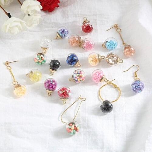 DIY Handmade Stud Earrings Earrings Eardrops Material Package Color Sequins Candy Bubble Glass Ball Pendant wholesale craft