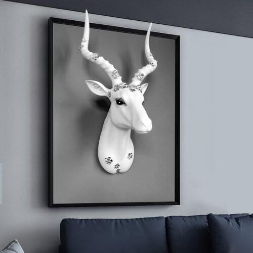 BIG DEER STATUE SCULPTURE HOME DECOR 47X24X22CM HANGING WALL DECORATION ACCESSORIES LIVING ROOM DECOR ELK ABSTRACT SCULPTURE