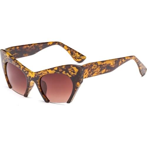 Vintage Cat Eye Leopard Sunglasses Women Fashion Semi-Rimless Sun Glasses Steampunk Half Frame Eyewear For Female UV400 Oculos