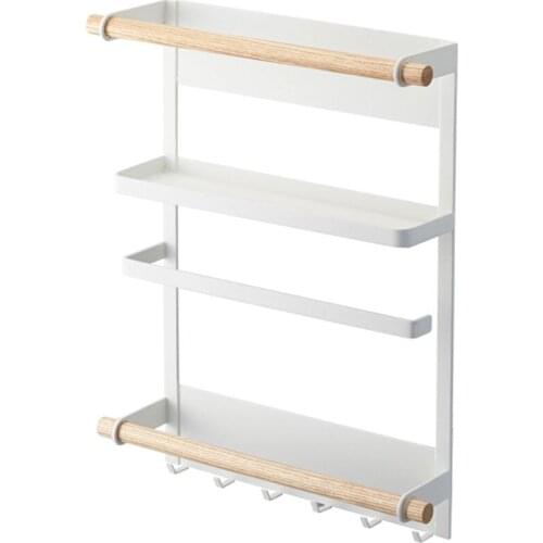 Iron Magnetic fridge Storage Rack 4-Layers Wooden Storage Refrigerator Rack Side Shelf kitchen storage rack fridge side shelf