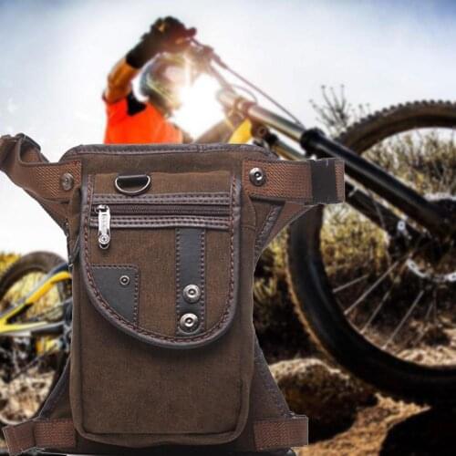 Motorcycle Leg Bag Vintage Multi-pocket Waist Pack Canvas Wear Resistant Bag For Mens Travel Hiking Climbing Riding Cycling