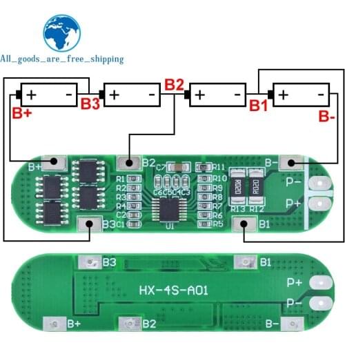 TZT 4S 14.8V 12A Li-ion Lithium Battery 18650 Charger Protection Board 16.8V