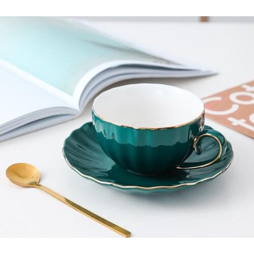 Green Classic Coffee Pumpkin Mug Ceramic Simple Tea Cups Turkish Coffee Set Afternoon Tea Time Kitchen Dining Bar Cups & Saucers