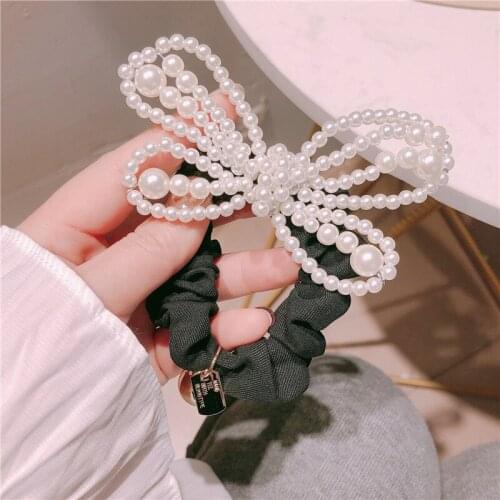 Women Lady Fashion Elastic Hair Ring Luxury Pearl camellia Hair Rubber bands Rope Headbands Hair Accessories for Women & Girls