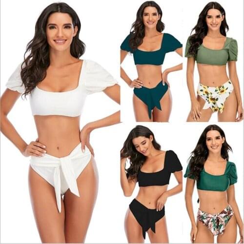 One Word Collar Swimwear Women High Waist Bikini Push Up Stroj Kapielowy Damskie Biquini Mujer Banador Badpak Dames Monokini