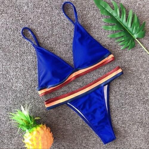 ZTVitality Women Sexy Multicolor Striped Patchwork Push Up Bikini 2019 New Arrival Beachwear Padded Low Waist Swimsuit Swimwear