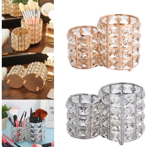 Nordic Crystal Makeup Brush Holder Dressing Table Cosmetic Storage Tube Desktop Pencil Vase