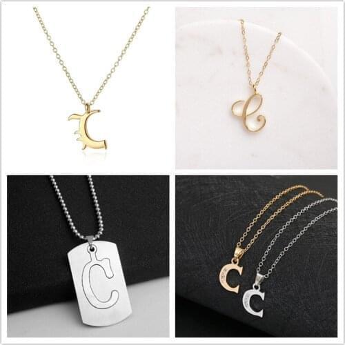 1pcs Family mom name gift Initial Letter C monogram alphabet Stainless steel alloy 26 English word sign pendant Necklace jewelry