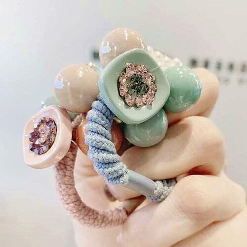 1Pc Pearl Rhinestone Hair Rope Elegant Women Scrunchie Elastic Rubber Decor Accessories For Girl Tie Fashion Hair Ring Headdress