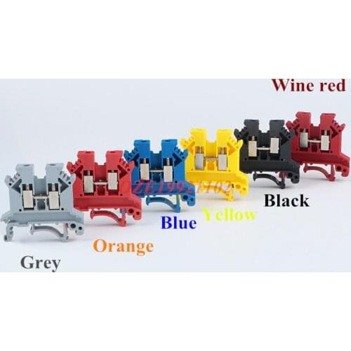 10PCS UK-2.5B blue/grey/red/black/Green/Orange/Yellow 2.5mm2 DIN Rail Universal Combination Terminal Blocks Screw Type UK2.5B